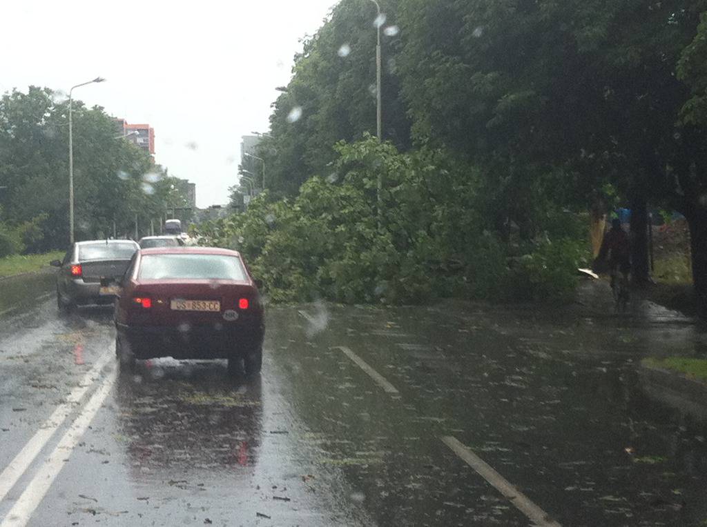 Kiša potopila Osijek: Vjetar je otkinuo fasadu i rušio stabla