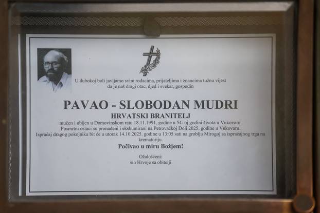 Zagreb: Posljednji ispra?aj hrvatskog branitelja Pavla Slobodana Mudrog