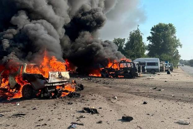 Aftermath of a Russian drone attack in Kharkiv region