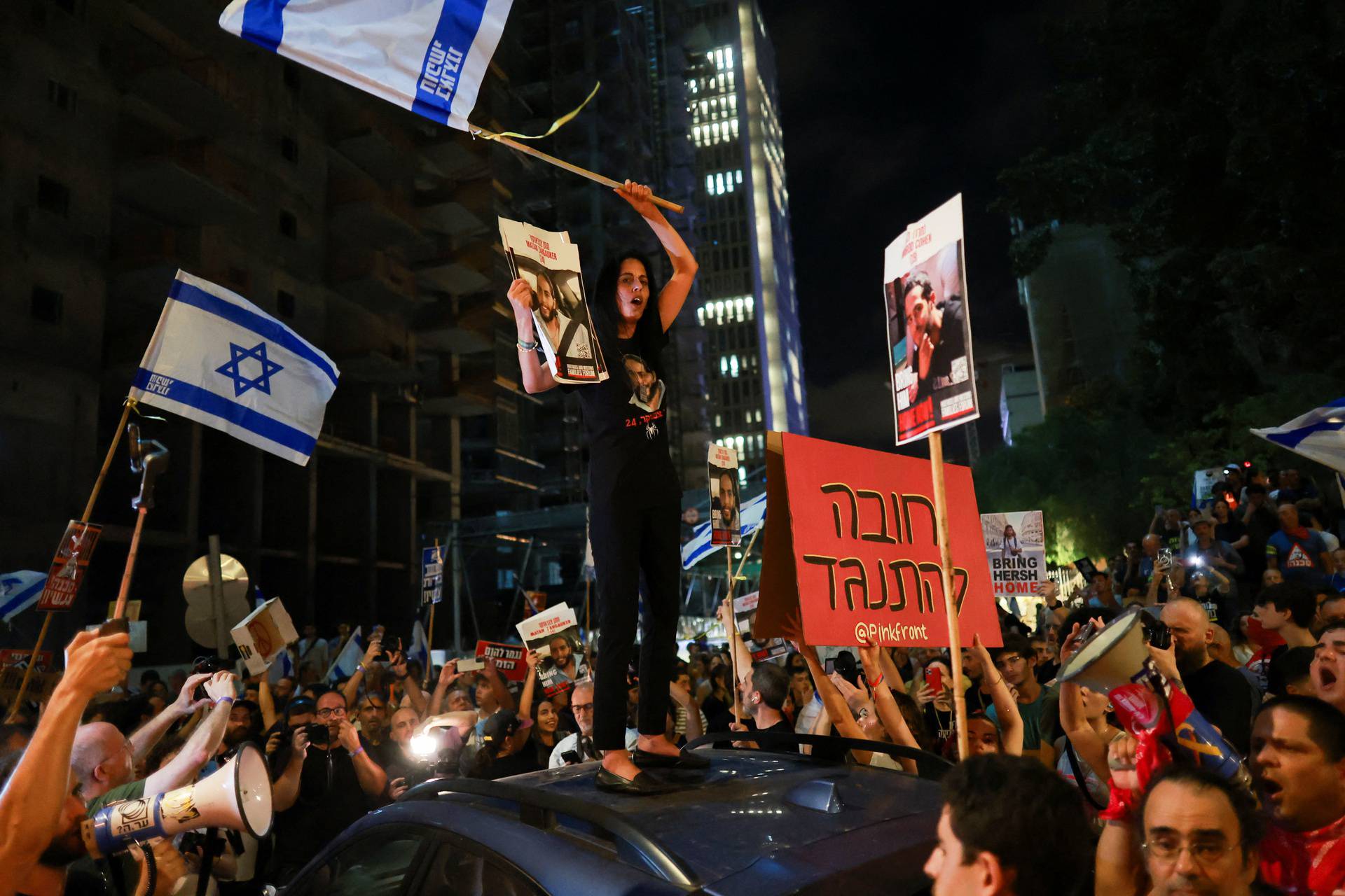 Demonstration against Israeli Prime Minister Benjamin Netanyahu's government and a call for the release of hostages in Gaza, amid the Israel-Hamas conflict, in Tel Aviv