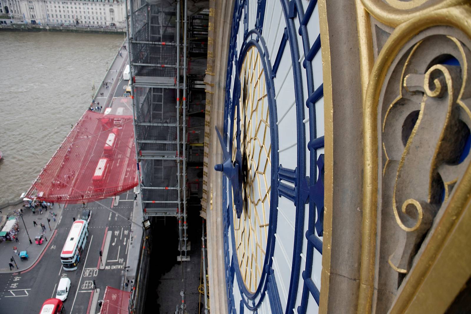 Big Ben clock tower at Westminster Palace restoration in London