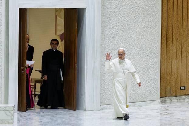 Pope Leo XIV holds an audience for the Jubilee of the Roma, Sinti and Travelling Peoples in Paul VI Hall at the Vatican