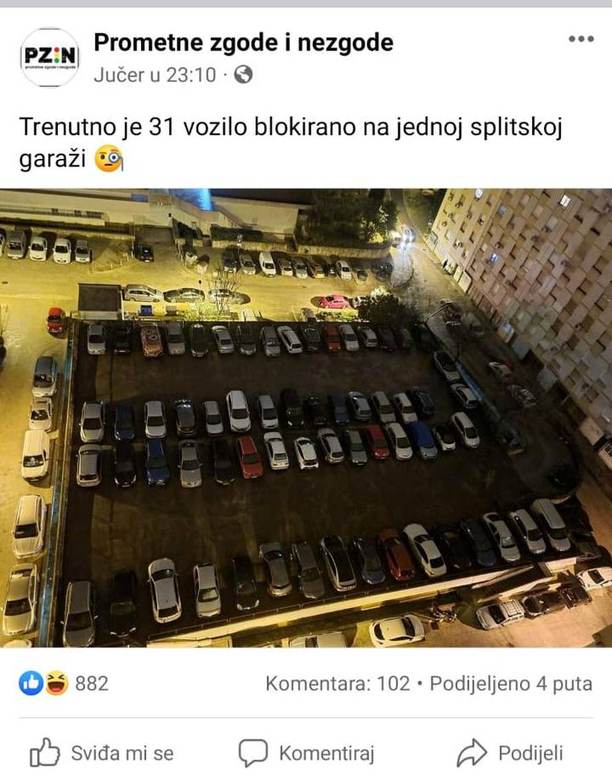 Nevjerojatne scene iz Splita: Majstor samo jednim potezom zablokirao 31 auto na parkingu
