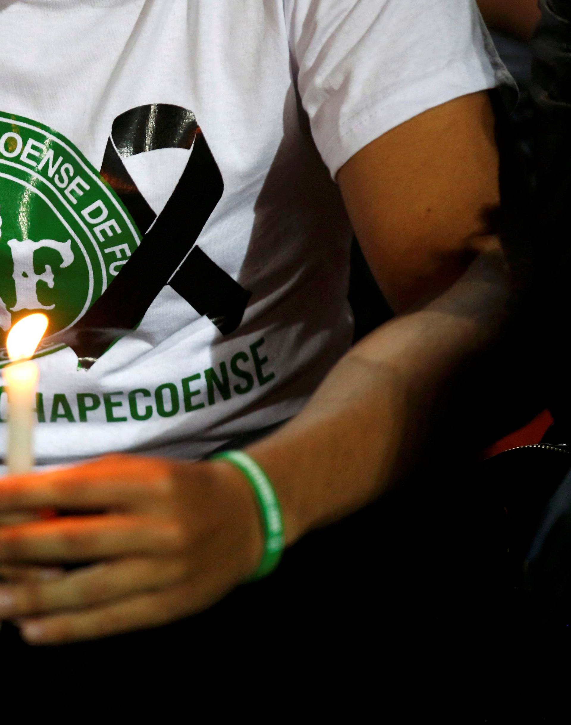 Fan of Atletico Nacional soccer club pays tribute to the players of Brazilian club Chapecoense killed in the recent airplane crash in Medellin