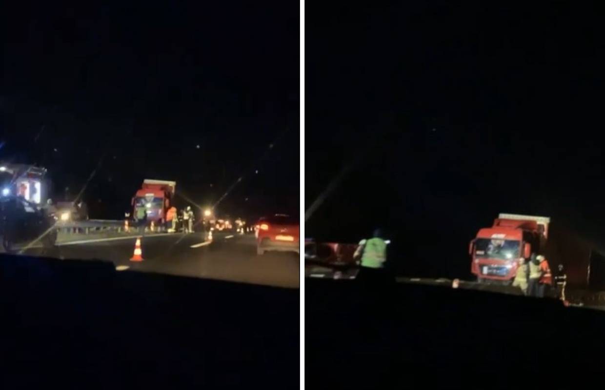 VIDEO Vozač se kamionom zabio u ogradu nasred autoceste A3