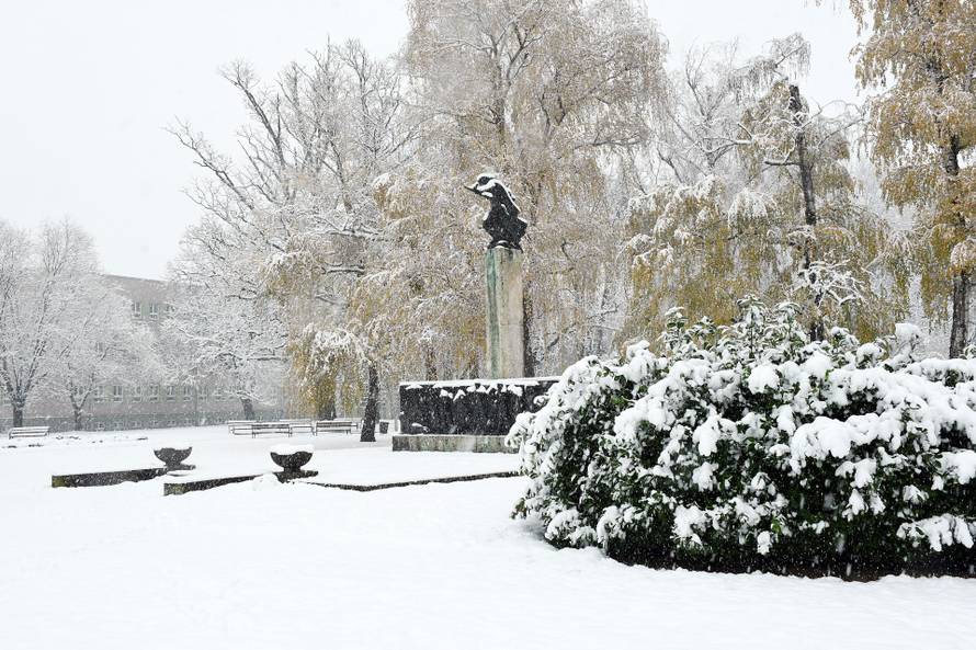 Sisak: Snijeg koji pada cijelo prijepodne zabijelio grad