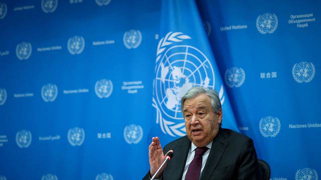 FILE PHOTO: United Nations Secretary General Antonio Guterres holds press conference at U.N. headquarters in New York