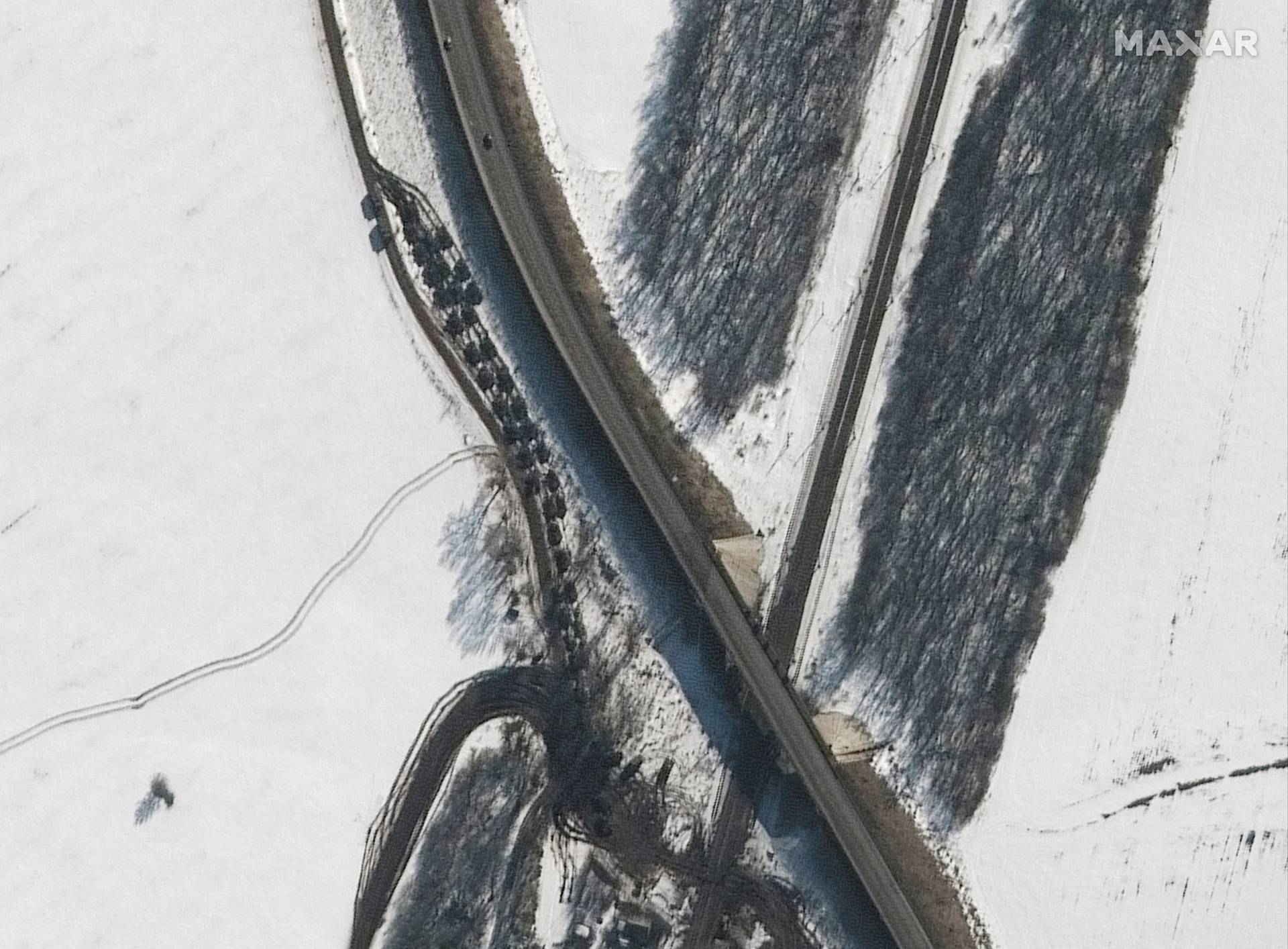 A satellite image shows an armor batalion heading south, in Soloti