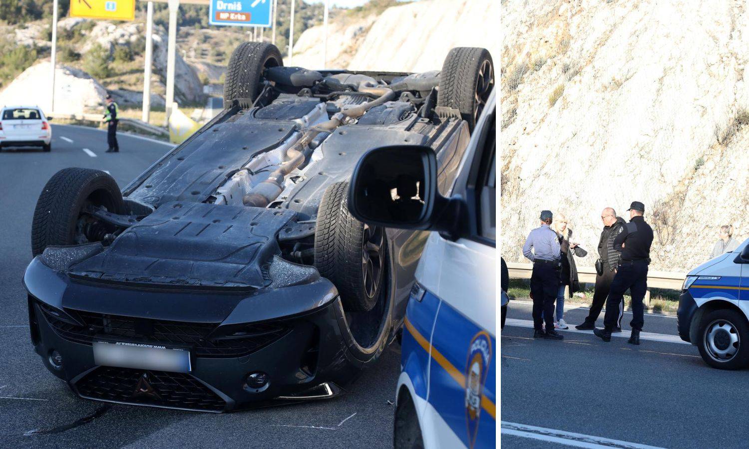 U sudaru na magistrali kod Šibenika auto završio na krovu