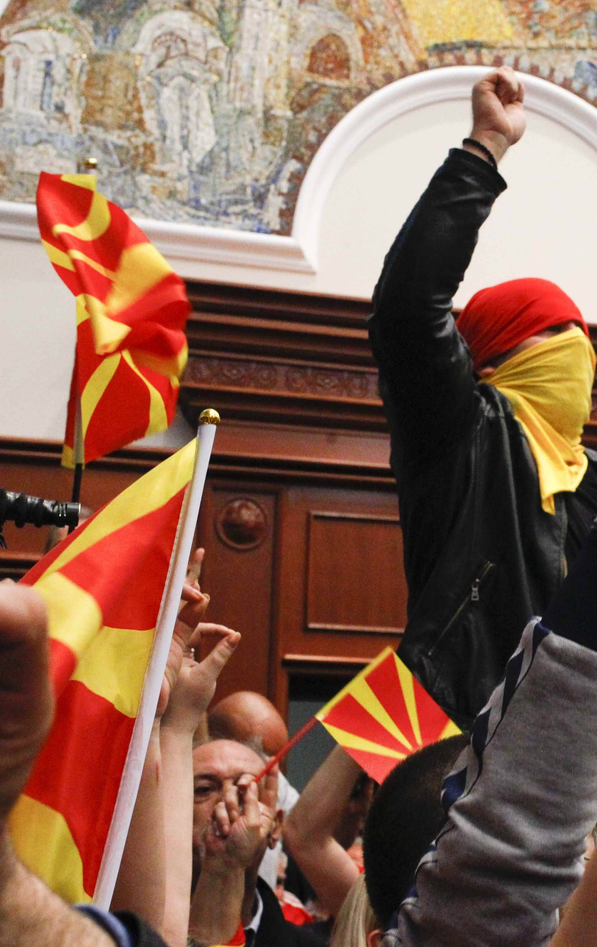 Protesters entered Macedonia's parliament after the governing Social Democrats and ethnic Albanian parties voted to elect an Albanian as parliament speaker in Skopje