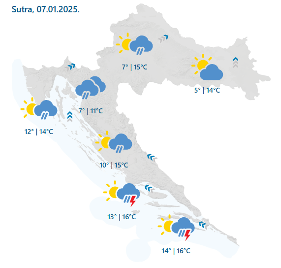 Temperaturna klackalica: Južina nosi kišu i temperature do 17°C. A onda u petak snijeg i minusi!