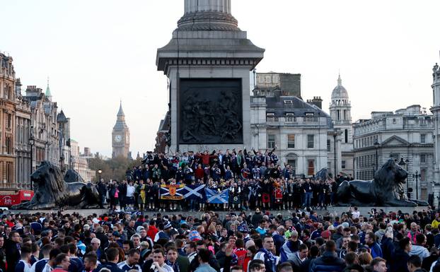 General view of Scotland fans in Trafalgar Square