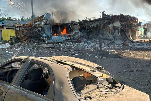 Aftermath of a Russian drone attack in Kharkiv region