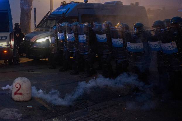 Protest in support of Askatasuna social centre in Turin, Italy
