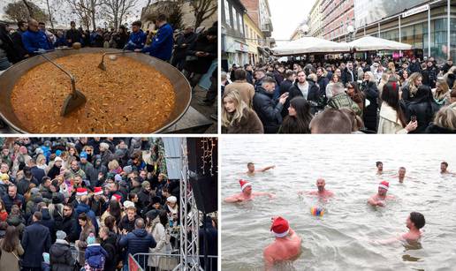 FOTO Badnjak po Hrvatskoj:  Centri gradova puni, dijele se fiš i bakalar, u Karlovcu kupanje...