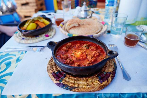 Traditional Moroccan dish kefta tajine