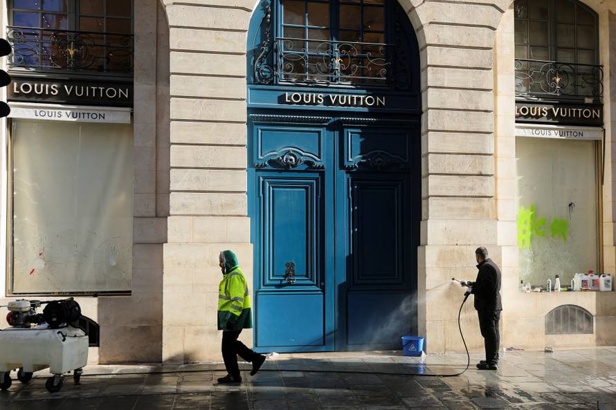 Aftermath of clashes during a national day of protests against the cost of living and rising fuel prices, in Paris