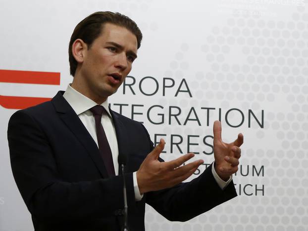 Austrian Foreign Minister Kurz addresses a news conference in Vienna