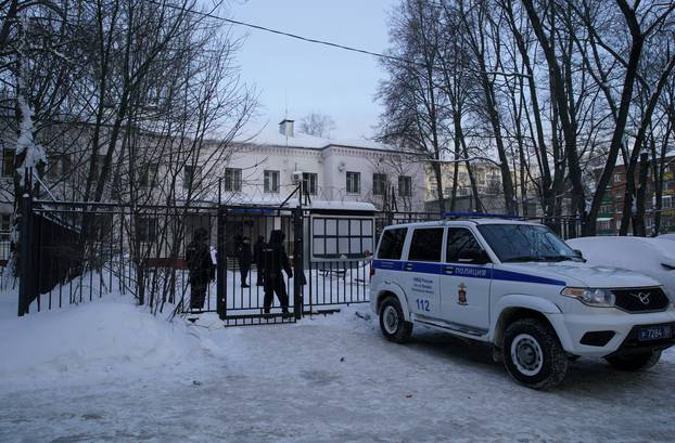 A view shows a police station where detained Russian opposition leader Navalny is being held, in Khimki