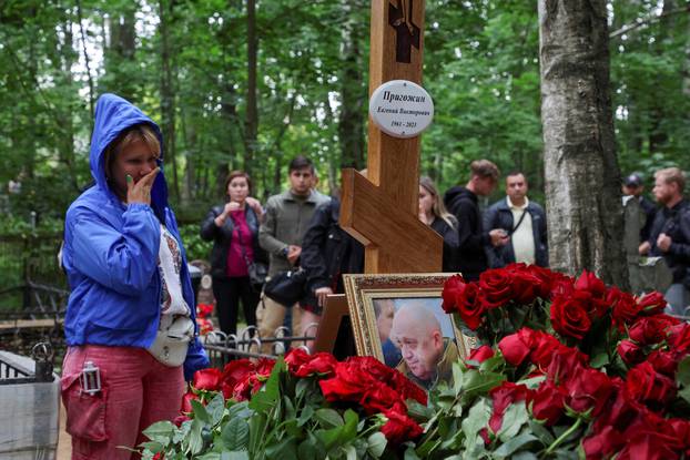 A view shows the grave of Russian mercenary chief Yevgeny Prigozhin in St Petersburg