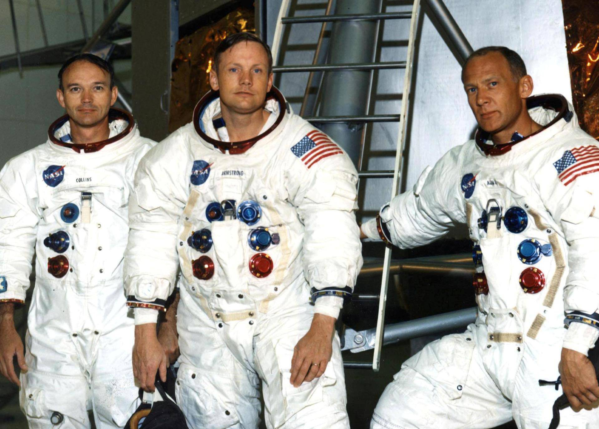 FILE PHOTO: Apollo 11 astronauts (L to R) Command Module Pilot Michael Collins, Commander Neil A. Armstrong, and Lunar Module Pilot Edwin E. Aldrin, Jr.