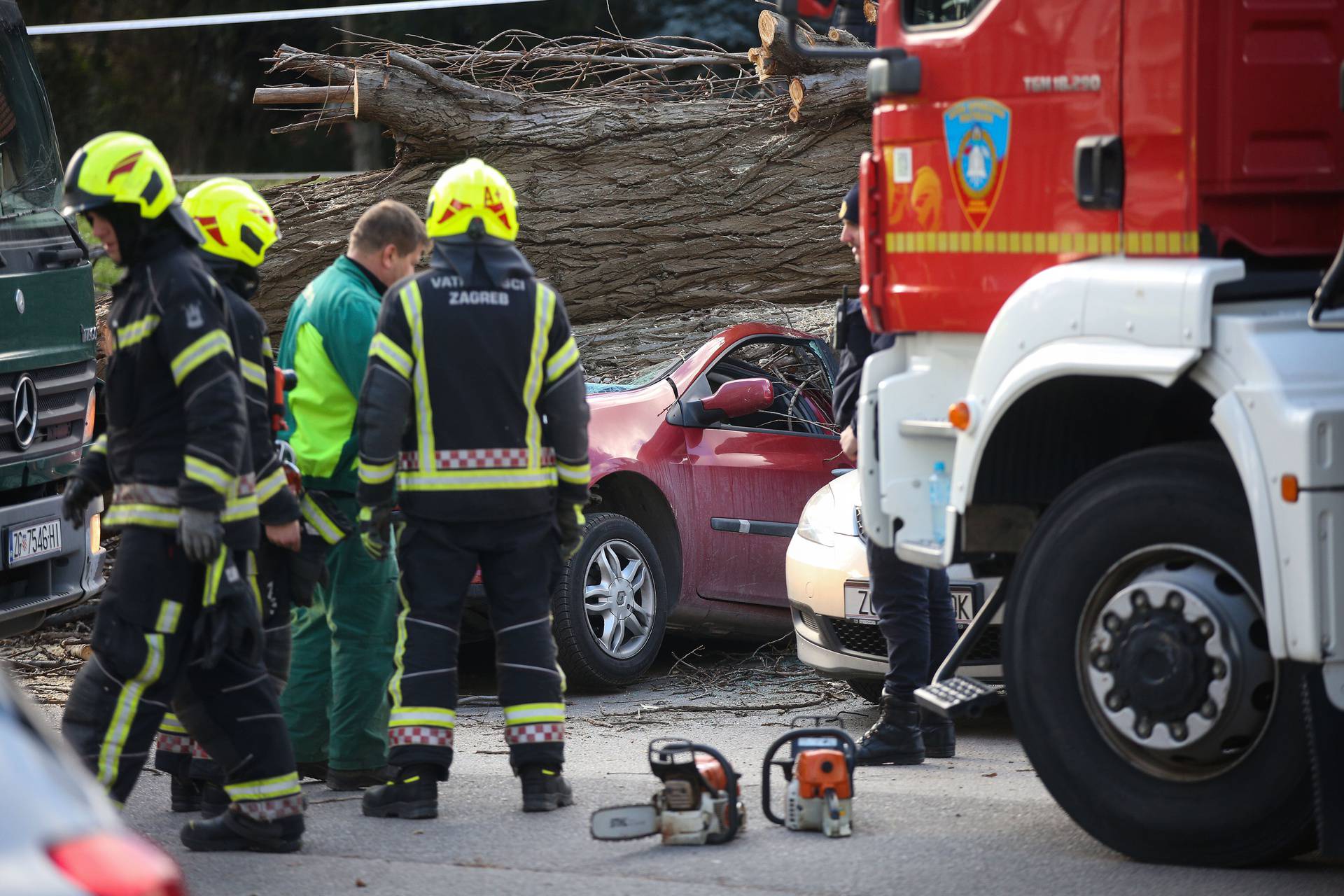 Zagreb: Vjetar srušio stablo jablana, oštećeno više automobila