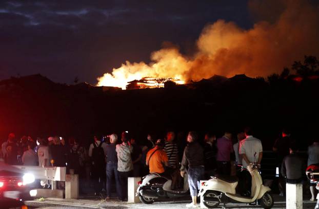 Shuri Castle, listed as a World Heritage site, goes up in flames, in Naha on the southern island of Okinawa, Japan