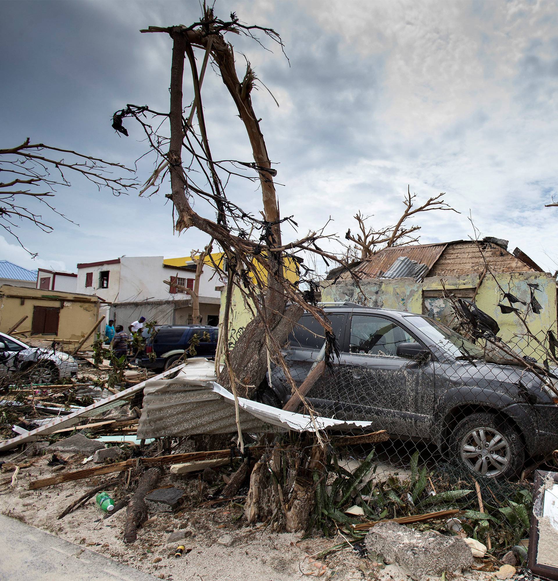 View of the aftermath of Hurricane Irma on Sint Maarten Dutch part of Saint Martin island in the Carribean