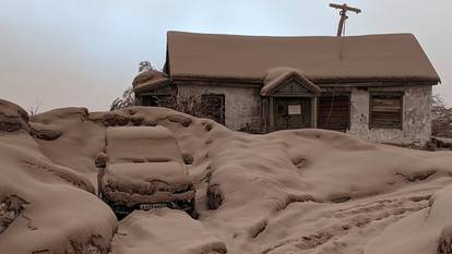 Aftermath of the eruption of volcano Shiveluch in Kamchatka region