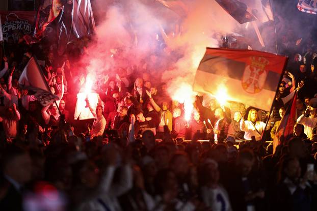 Serbian Progressive Party (SNS) candidate for Prime Minister Aleksandar Vucic attends a pre-election rally in Novi Sad