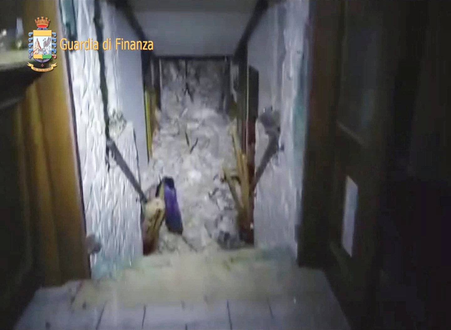 A photo taken from a video shows the snow inside the Hotel Rigopiano in Farindola, central Italy, hit by an avalanche