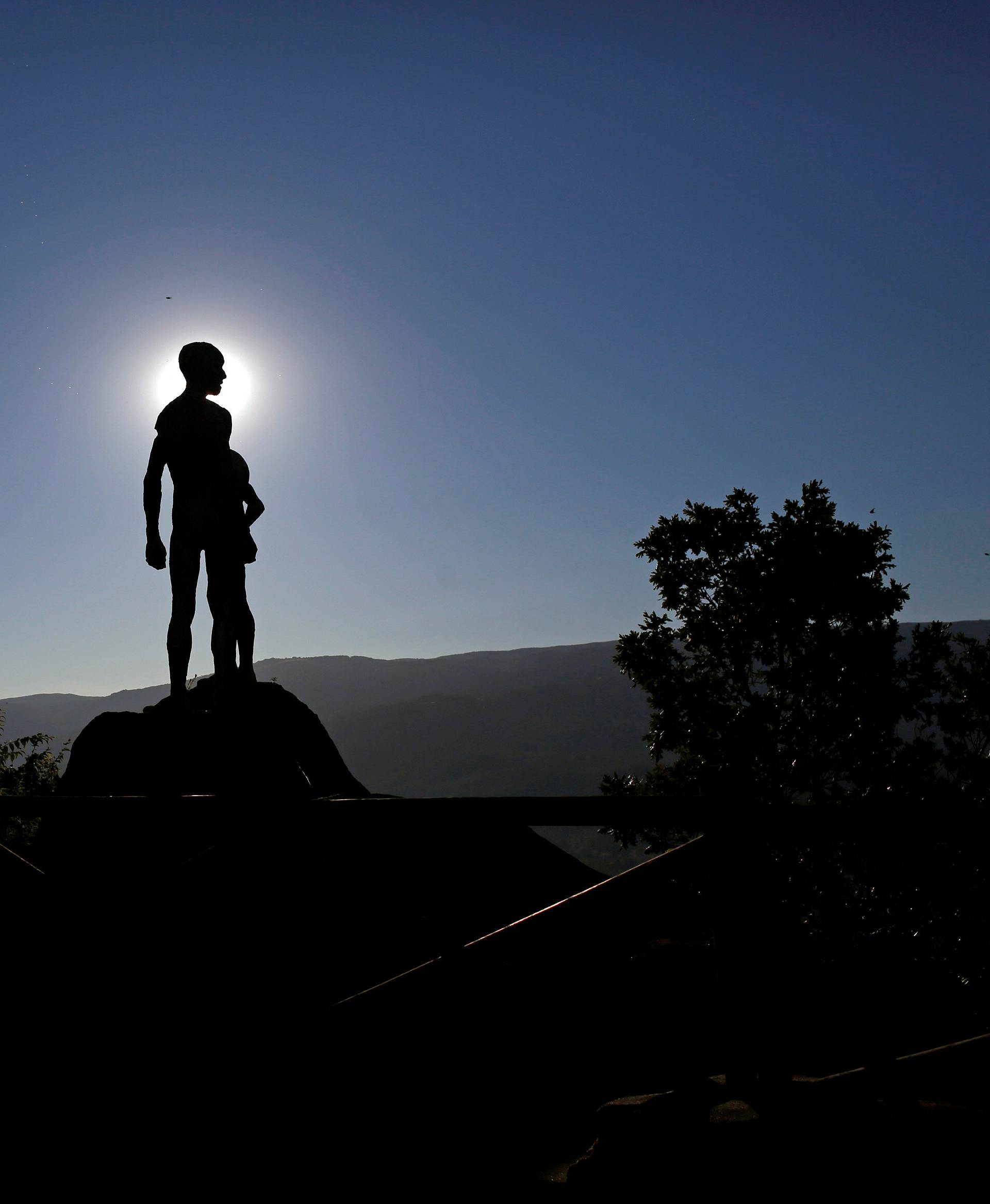 A sculpture called "The Viewpoint of Memory" by artist Francisco Cedilla to honour the victims of the Spanish civil war and dictatorship of General Franco is seen ahead of the International Day of the Victims of Enforced Disappearances at El Torno