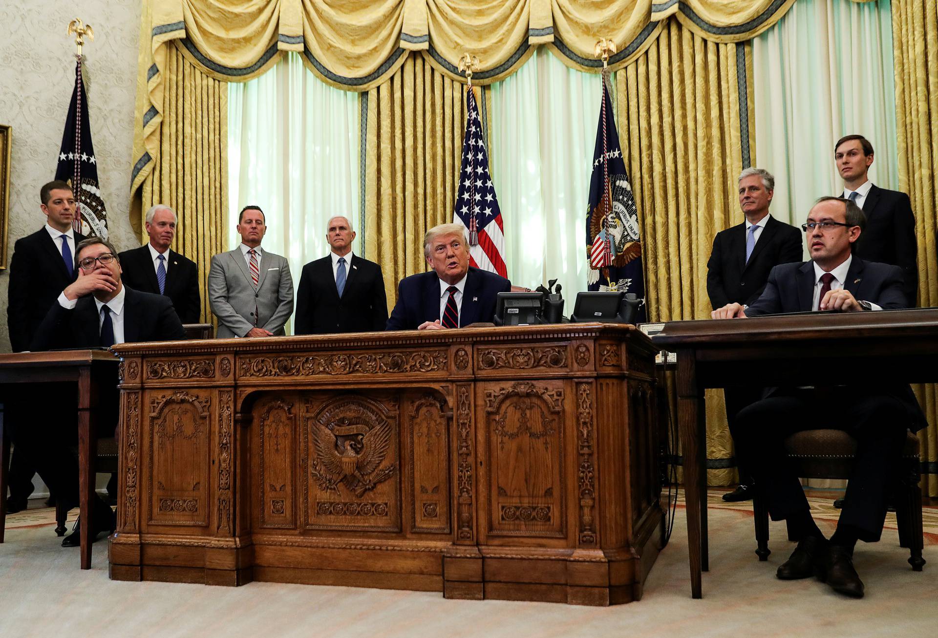 U.S. President Trump hosts Serbia's President Vucic and Kosovo's Prime Minister Hoti at the White House in Washington