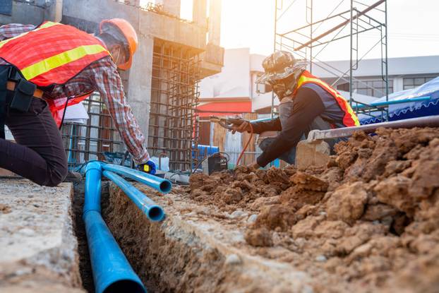 Teamwork worker working at the construction site