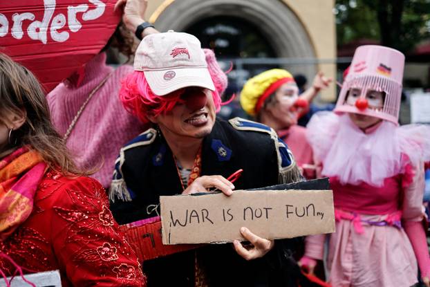 People protest against Eurovision and Israel's participation, in Vienna