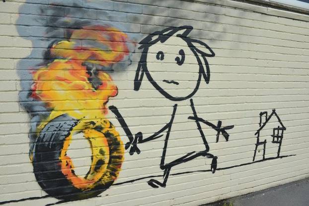 Banksy artwork appears on school
