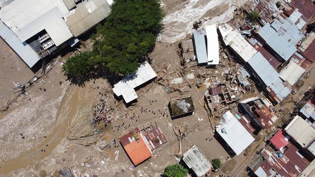 Landslide due to heavy rains, in Las Tejerias