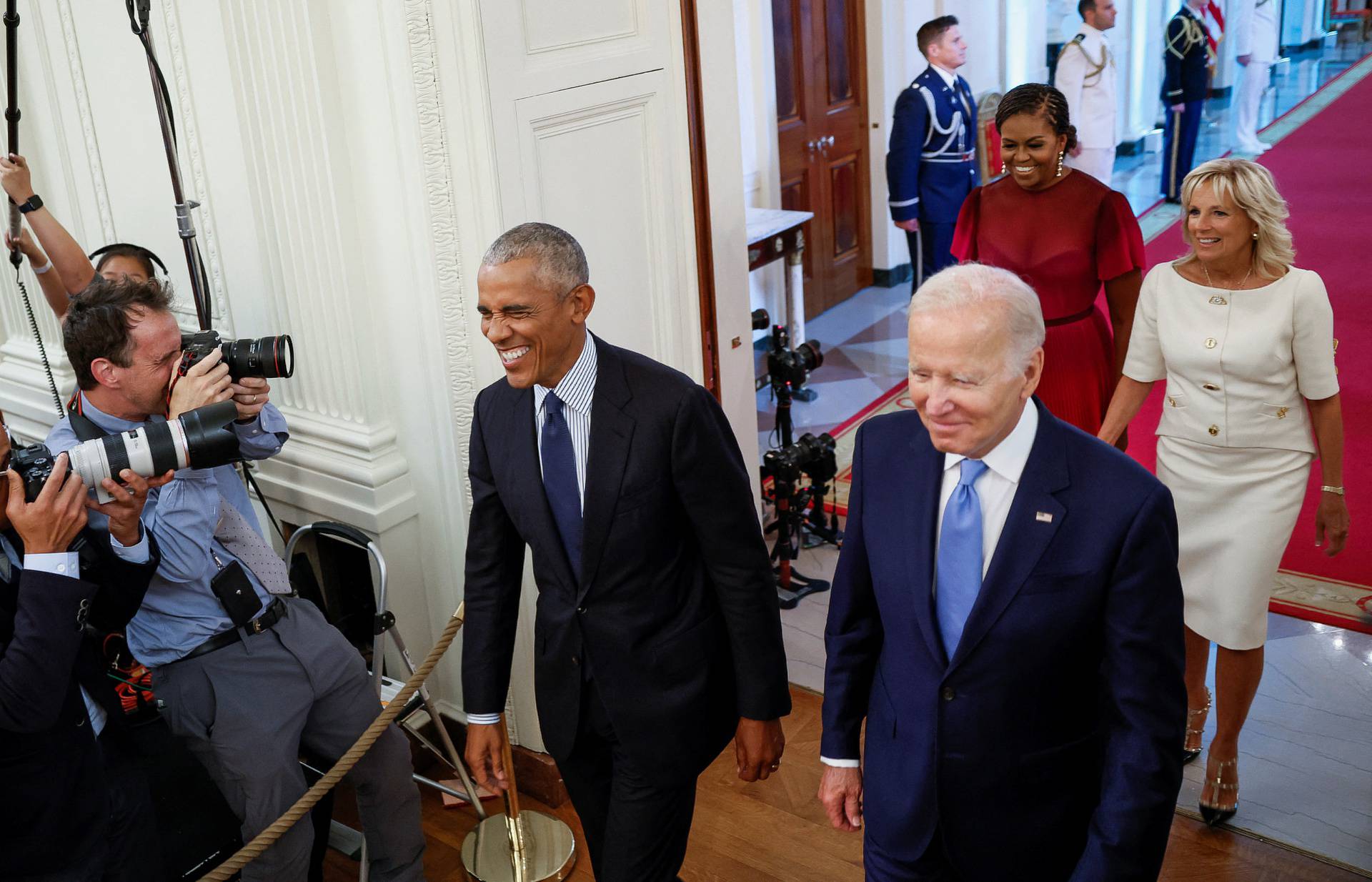 White House ceremony to unveil portraits of former U.S. President Barack Obama and former first lady Michelle Obama, in Washington