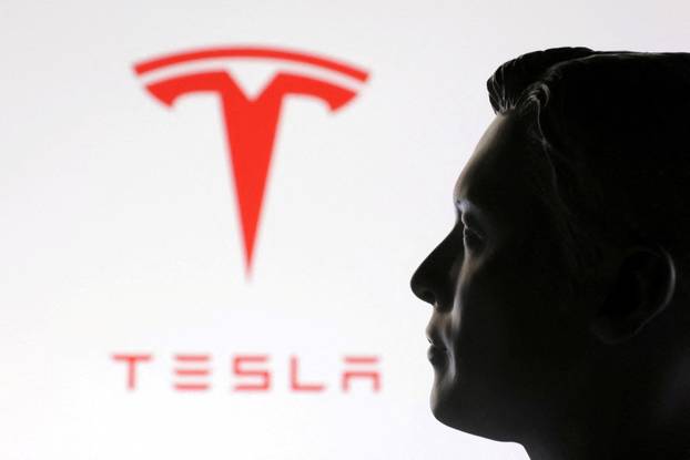 FILE PHOTO: Illustration shows 3D-printed miniature model of Elon Musk and Tesla logo