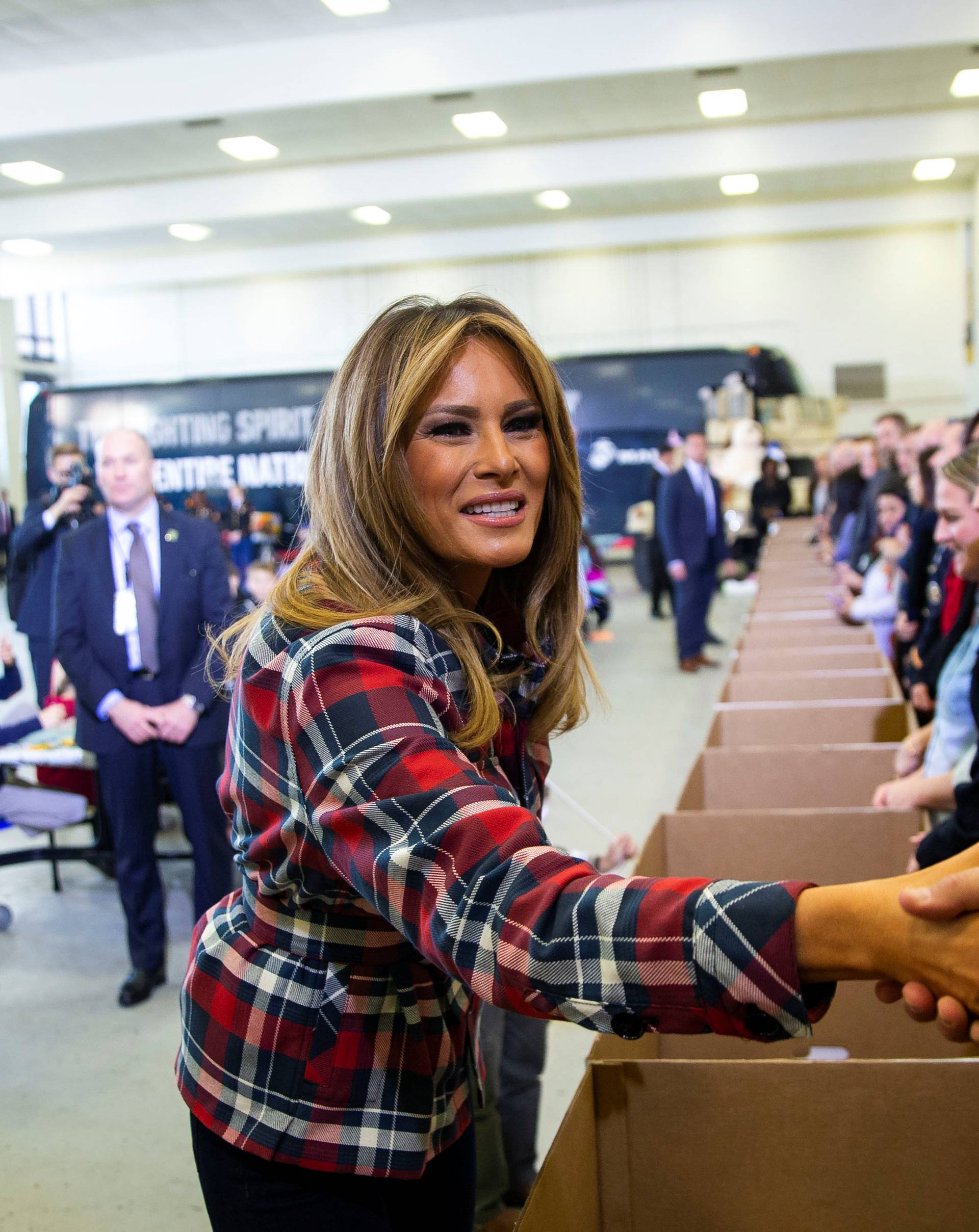 U.S. first lady Melania Trump makes Christmas season visit to Joint Base Anacostia-Bolling