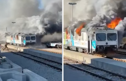 VIDEO Požar progutao putnički vlak u Lupoglavu kod Buzeta! Strojar pokušao ugasiti vatru