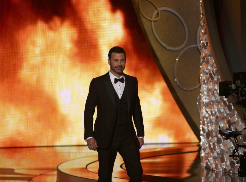 Host Jimmy Kimmel opens the show during the 68th Primetime Emmy Awards in Los Angeles