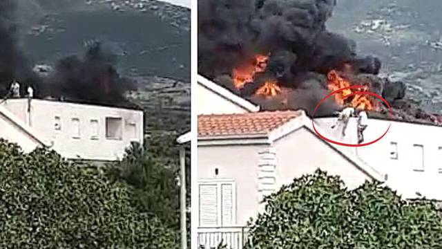 Dramatična snimka: Ljudi se spuštaju s krova goruće zgrade
