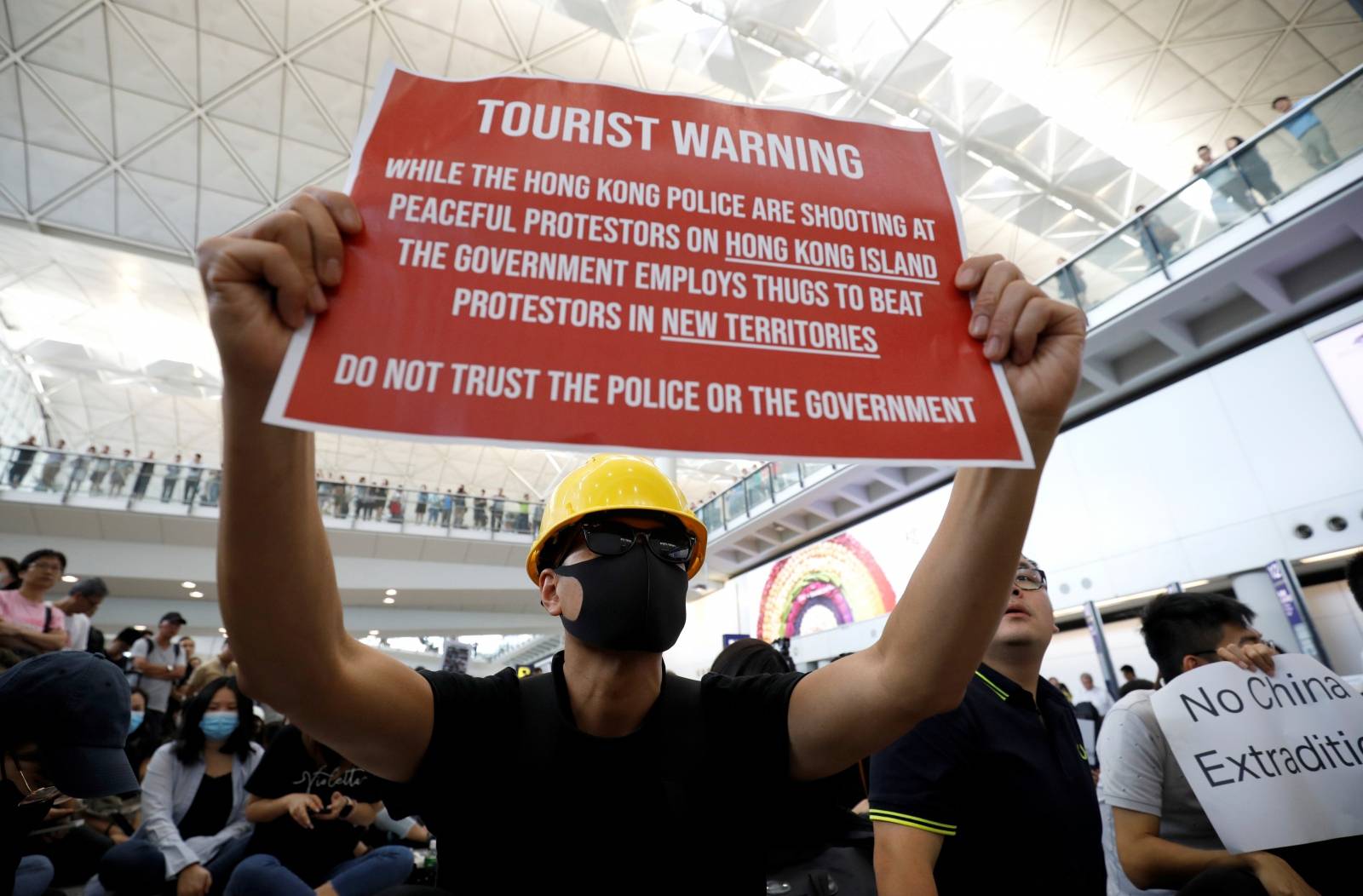 Protest against the recent violence in Yuen Long, at Hong Kong airport