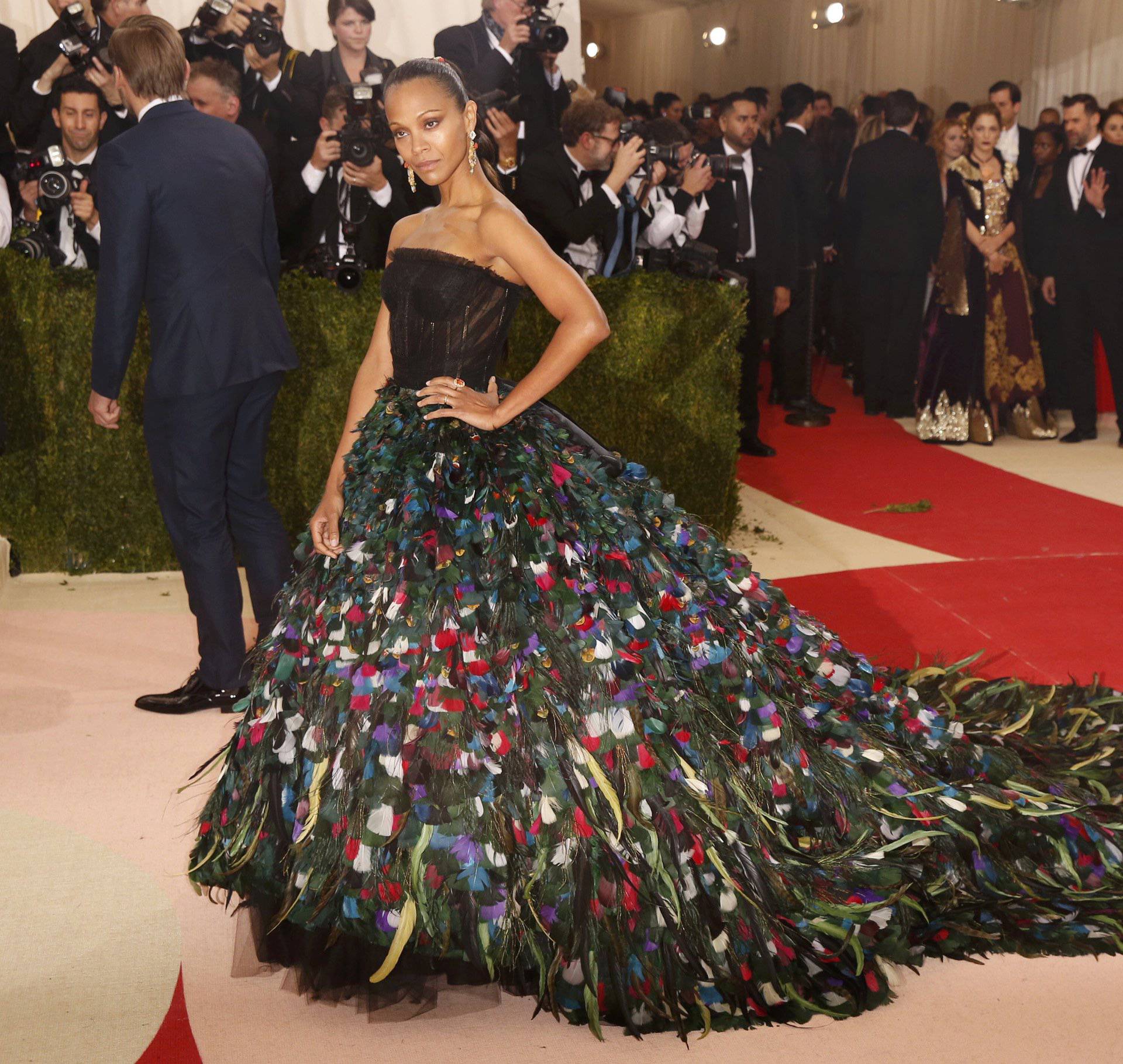 Actress Zoe Saldana arrives at the Met Gala in New York