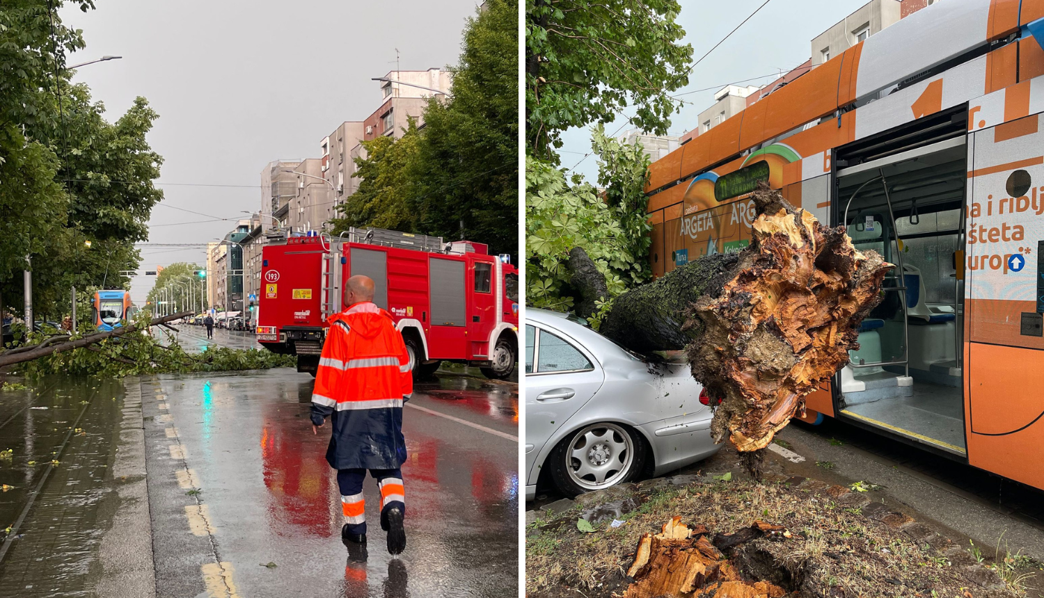 VIDEO Kaos u Maksimirskoj ulici zbog nevremena, oluja je trgala stabla i zaustavila promet