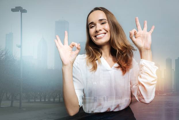 Happy cheerful woman smiling