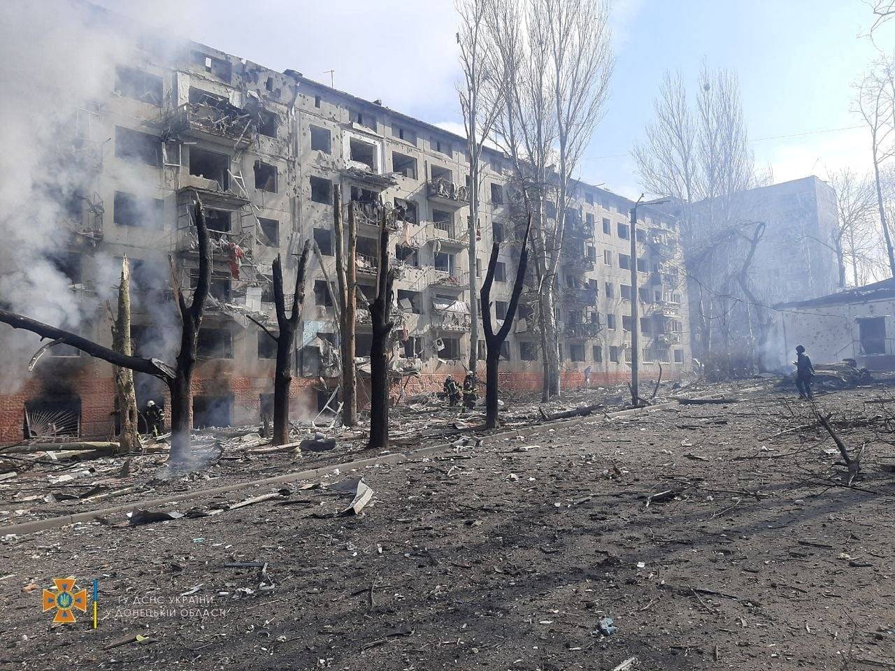 FILE PHOTO: A view shows buildings damaged by shelling in Kramatorsk