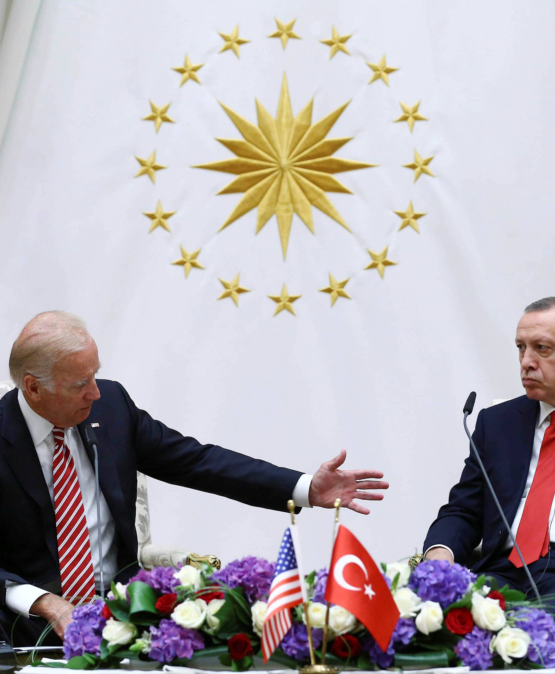 U.S. Vice President Biden meets with Turkish President Erdogan at the Presidential Palace in Ankara