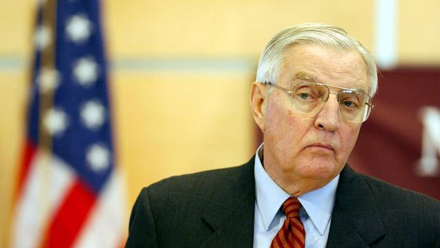 FILE PHOTO: Minnesota Democratic Senatorial candidate Walter Mondale listens to a student's question at a town m..